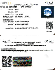 4.09/CT Natural Blue Sapphire with Govt Lab Certificate-23310